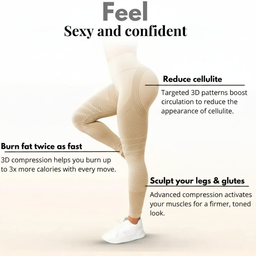 Slimove Cellulite 3D Leggings, High Waisted Butt Lifting Tummy Training Control, anti Cellulite Legging for Gym Workout